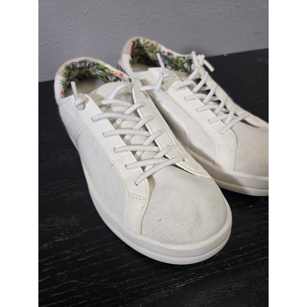 Hey‎ Dude White Canvas Floral Lining Casual Slip On Sneakers Size 7 - Picture 4 of 8